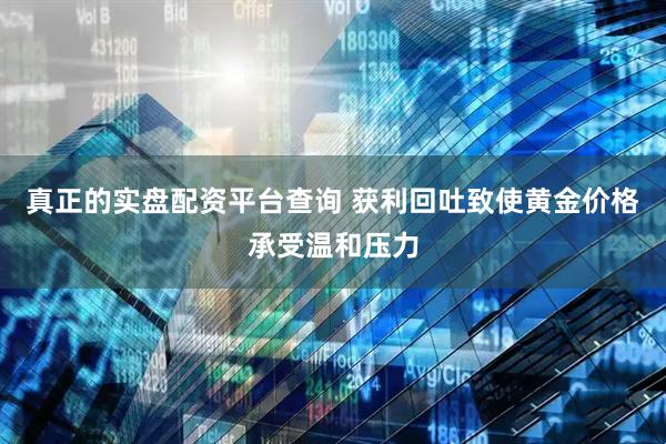 真正的实盘配资平台查询 获利回吐致使黄金价格承受温和压力